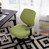 ieftine Husă scaun de birou-husă scaun de birou pentru computer burgundă elastică, rotativă, pentru scaun pentru jocuri, elastic, jacquard, negru, uni, culoare solidă, moale, durabil, lavabil