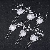 cheap Headpieces-Flowers Headdress Headpiece Alloy Wedding Special Occasion Cute Romantic With Imitation Pearl Flower Headpiece Headwear