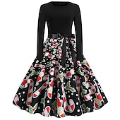 abordables Robe de fête de Noël-père Noël Robe de Noël Robe De Noël Fantaisie Femme Noël Nouvel an la veille de Noël 1950s Noël Adulte Soirée Noël Réveillon du nouvel an Robe