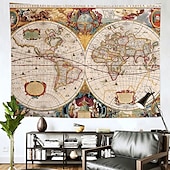 baratos tapeçaria de paisagem-mapa-múndi parede tapeçaria arte decoração cobertor cortina pendurada quarto decoração da sala de estar