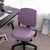 ieftine Husă scaun de birou-husă scaun de birou pentru computer burgundă elastică, rotativă, pentru scaun pentru jocuri, elastic, jacquard, negru, uni, culoare solidă, moale, durabil, lavabil
