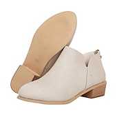 abordables Botines-Botines de tacón bajo de piel sintética de color rosa para mujer: botines sin cordones de estilo occidental para uso informal y diario