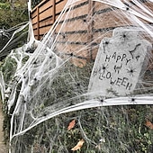 levne Halloween venkovní dekorace-Halloween party dekorace rekvizity scéna 100g bílý pavouk hedvábí a 4 pavouci doplňky duch festival scéna rekvizity pavouk hedvábí pavučina příslušenství