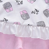 cheap Sets-Girls&#039; 3D Cartoon Bow T-shirt &amp; Shorts Short Sleeve Chic &amp; Modern Basic Casual Kid&#039;s