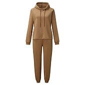 cheap Women&#039;s Tracksuit-Women&#039;s Active Streetwear Tracksuit Pants Sets Sweatshirt Long Sleeve Hooded Solid Color Sports Outdoor Casual Black White Green Fall &amp; Winter Regular Fit