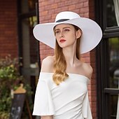 cheap Party Hats-Hats Polyester Straw Hat Sun Hat Casual Holiday Simple With Bowknot Headpiece Headwear