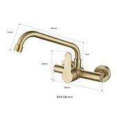 economico Rubinetti per lavello-Rubinetto cucina - Rubinetto cucina monocomando due fori oro spazzolato rubinetteria cucina moderna a parete