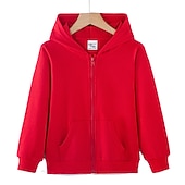billiga Pojkars utomhusjackor-Barn Unisex Jakke Kappa Ytterkläder Slät Långärmad Ficka Täcka Gata Bomull Aktiv Grundläggande Svart Rodnande Rosa Gul Vinter Höst 3-13 år