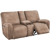economico Poltrone reclinabili e poltrone wingback-copridivano reclinabile per divano a due posti con copriconsolle centrale, copridivano reclinabile per divano a due posti in velluto bordeaux elasticizzato, copridivano reclinabile per divano a due
