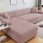 baratos Cobertura de Sofa-capas de sofá à prova de poeira todo-poderosas, elásticas, em forma de l, capa de sofá em tecido supermacio, cor de vinho, com uma capa de reforço grátis, capa de sofá moderna para sala de estar,