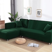abordables Housse de canapé-housse de canapé extensible bordeaux housse élastique canapé sectionnel fauteuil causeuse 4 ou 4 ou 3 places forme L gris solide doux durable lavable