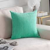 abordables Coussins tendances-Housse d&#039;oreiller nordique en velours côtelé, couleur unie, douce, sans noyau, pour le bureau, la maison, le salon, le canapé, vert, orange, rose, bleu