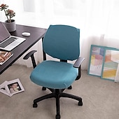 ieftine Husă scaun de birou-husă scaun de birou pentru computer burgundă elastică, rotativă, pentru scaun pentru jocuri, elastic, jacquard, negru, uni, culoare solidă, moale, durabil, lavabil