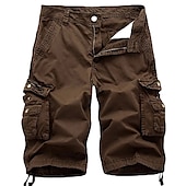 cheap Classic-Men&#039;s Cargo Shorts Bermuda shorts Work Shorts Hiking Shorts Leg Drawstring Multi Pocket 6 Pocket Plain Knee Length Sports Outdoor Going out Streetwear Classic Black Red
