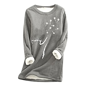 ieftine Hanorace căptușite cu fleece-Pentru femei Mărime Plus Hanorac pulover Cămăși din lână Pisica Cald Activ Plover Manșon Lung Rotund Crewneck Topuri obișnuite Stradă Casual Negru Galben Roz Îmbujorat Roșu-aprins Albastru piscină