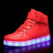 abordables Zapatillas de hombre-Zapatillas altas con luces LED doradas para hombre: zapatos brillantes con suelas brillantes recargables para fiestas y ropa informal