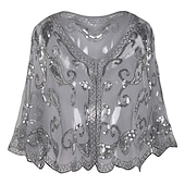 voordelige bruiloft gast wraps-sjaal&amp;amp; wikkel dames wikkel bolero 1920 elegante sprankeling&amp;amp; glanzen tule bruiloftssweaters met halve mouw en split-joint voor bruiloft alle seizoenen
