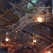 levne Halloween venkovní dekorace-Halloween party dekorace rekvizity scéna 100g bílý pavouk hedvábí a 4 pavouci doplňky duch festival scéna rekvizity pavouk hedvábí pavučina příslušenství
