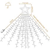 abordables Luces de Navidad-Cadena de luces para árbol de Navidad, decoración al aire libre, cadena de luces de estrellas, 8 modos de enchufe, 350 led, cascada, árbol de Navidad, topper de estrella, luz de hadas para patio,