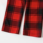 billiga Matchande familjekläder-familj Jul familjepyjamas Pyjamas Rutig jultomten Bokstav Lappverk Mörkröd Grå Långärmad Mamma och jag kläder söt stil Matchande kläder