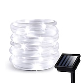 ieftine Alimentare Energie Solară-lumini de frânghie solare în aer liber alimentate cu energie solară tuburi impermeabile în aer liber cu 100 de leduri 35,7 picioare 8 moduri sârmă de cupru lumini de zână pentru gard de grădină patio curte petrecere nuntă sală de Crăciun