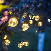 cheap Solar String Lights-Solar Outdoor Waterproof LED String Lights 5M 3.5M G50 Retro Bulb Patio lights Christmas Dorm Party Lights Street Garden Wedding Decorative