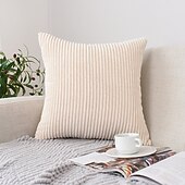 abordables Coussins tendances-Housse d&#039;oreiller nordique en velours côtelé, couleur unie, douce, sans noyau, pour le bureau, la maison, le salon, le canapé, vert, orange, rose, bleu