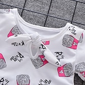 cheap Sets-Girls&#039; 3D Cartoon Bow T-shirt &amp; Shorts Short Sleeve Chic &amp; Modern Basic Casual Kid&#039;s
