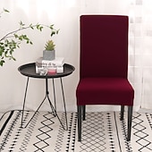 ieftine Husa scaun de sufragerie-husă pentru scaune de sufragerie burgundy elastic husă pentru scaune elastică pentru scaune pentru petrecere de luat masa hotel nuntă moale lavabilă