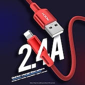 זול כבלי טלפון סלולרי-מטען לאייפון 3.3ft 6.6ft rock lightning כבל טעינה לאייפון 2.4a כבל usb קלוע ניילון טעינה מהירה תואם לאייפון 14 pro max 13 pro 12 11 xs max 8 plus 7