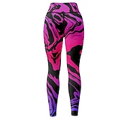 voordelige Yoga leggings en panty's-Dames Leggings Sports Gym Leggings Yogabroek Spandex Rode roos Winter Panty Legging 3D-afdrukken Grafisch Buikcontrole Billenlift Kleding Kleding Yoga Fitness Sportschooltraining Hardlopen / Sportief