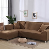 abordables Housse de canapé-housse de canapé extensible bordeaux housse élastique canapé sectionnel fauteuil causeuse 4 ou 4 ou 3 places forme L gris solide doux durable lavable