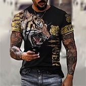ieftine Tricouri cu imprimeu animal-Bărbați Grafic Animal Tigru Cămașă Tricou Tricouri Manșon scurt Tricou Tipărire 3D Stil Nautic Cămașă Designer De Bază Croi Slim Casual Zilnic Sfârșit de săptămână Negru Portocaliu Trifoi Vară