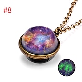 cheap Necklaces &amp; pendants-farjing planet necklace, glow in the dark galaxy system double sided glass dome planet necklace pendant jewelry gift