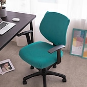 ieftine Husă scaun de birou-husă scaun de birou pentru computer burgundă elastică, rotativă, pentru scaun pentru jocuri, elastic, jacquard, negru, uni, culoare solidă, moale, durabil, lavabil