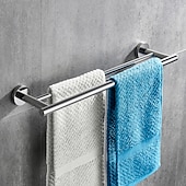 economico Portasciugamani-portasciugamani per bagno, portasciugamani in acciaio inossidabile a parete hardware per bagno a 2 livelli (oro / cromo / nero / nichel spazzolato)