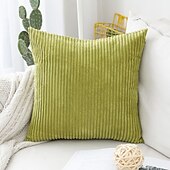 abordables Coussins tendances-Housse d&#039;oreiller nordique en velours côtelé, couleur unie, douce, sans noyau, pour le bureau, la maison, le salon, le canapé, vert, orange, rose, bleu