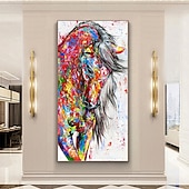 abordables Pinturas de animales-pintura al óleo hecha a mano pintada a mano arte de la pared mintura moderno abstracto caballo animal decoración del hogar decoración lienzo enrollado sin marco sin estirar