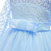 cheap Flower Girl's Dresses-Kids Girls' Flower Girl Dress Dress Half Sleeve Wedding Party Lace up Mesh Elegant Vintage Maxi Swing Dress A Line Dress Spring Fall 3-12 Years White Light Green Pink