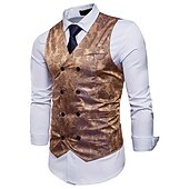 levne Gilety-Pánské Kamizelka Vesta Formální Svatební Párty Podium Chytré příležitostné Polyester Geometrický Do V Běžný Černá Bílá Žlutá Rubínově červená Vesta