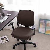 ieftine Husă scaun de birou-husă scaun de birou pentru computer burgundă elastică, rotativă, pentru scaun pentru jocuri, elastic, jacquard, negru, uni, culoare solidă, moale, durabil, lavabil