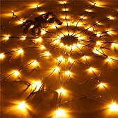 baratos Halloween interno-Luzes de teia de aranha de Halloween 60 LED com aranha preta à prova d&#039;água luzes de rede roxas controle remoto alimentado por USB 8 modos teia de aranha para decoração de quintal de festa iluminação