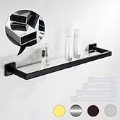 cheap Shower Caddy-Bathroom Shelves Bathroom Tempered Glass Shelf, Sainless Steel Shower Wall Shelves No Drilling Towel Racks Rectangular 1 Tier Wall Mounted Mirror Front Shelf