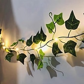 お買い得  電池式-エレガントなウェディング レセプション パーティー 人工植物 LED ストリング ライト 2m クリーパー グリーン リーフ ホーム ウェディング 屋外 アイビー ツタ デコレーション ランプ DIY ハンギング ガーデン パティオ ヤード (電池なし)