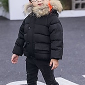 billige Jente&#039;s dun- og parka-jakke-Unisex Gutt Jente 3D عادي Jakke Dun Langermet Høst Vinter Aktiv Mote Grunnleggende Barn 2-6 år Skole Feriereise Gate Normal