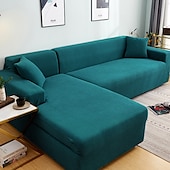 baratos Cobertura de Sofa-capas de sofá à prova de poeira todo-poderosas, elásticas, em forma de l, capa de sofá em tecido supermacio, cor de vinho, com uma capa de reforço grátis, capa de sofá moderna para sala de estar,