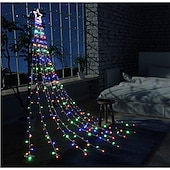 abordables Luces de Navidad-Cadena de luces para árbol de Navidad, decoración al aire libre, cadena de luces de estrellas, 8 modos de enchufe, 350 led, cascada, árbol de Navidad, topper de estrella, luz de hadas para patio,