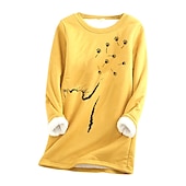 ieftine Hanorace căptușite cu fleece-Pentru femei Mărime Plus Hanorac pulover Cămăși din lână Pisica Cald Activ Plover Manșon Lung Rotund Crewneck Topuri obișnuite Stradă Casual Negru Galben Roz Îmbujorat Roșu-aprins Albastru piscină