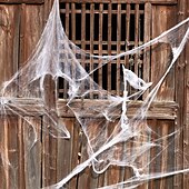 levne Halloween venkovní dekorace-Halloween party dekorace rekvizity scéna 100g bílý pavouk hedvábí a 4 pavouci doplňky duch festival scéna rekvizity pavouk hedvábí pavučina příslušenství