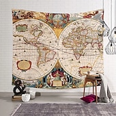 baratos tapeçaria de paisagem-mapa-múndi parede tapeçaria arte decoração cobertor cortina pendurada quarto decoração da sala de estar